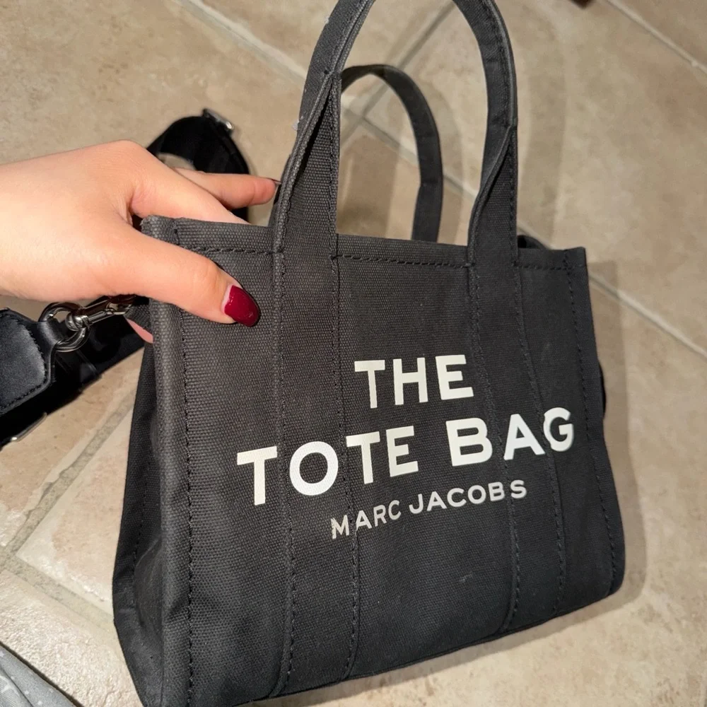 Marc Jacobs Black Canvas Mini Tote with White Logo - Picture 1 of 4
